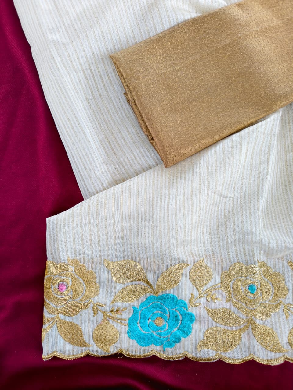 Pure Zari lining fabric with Beauty Zari and thread Embroided Saree